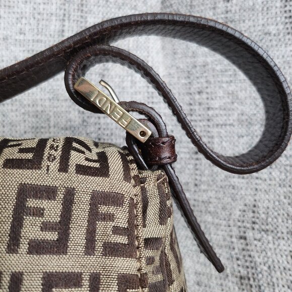 Authentic Fendi Brown Zucchino Canvas Mama Baguette Gold Hardware - Picture 9 of 16